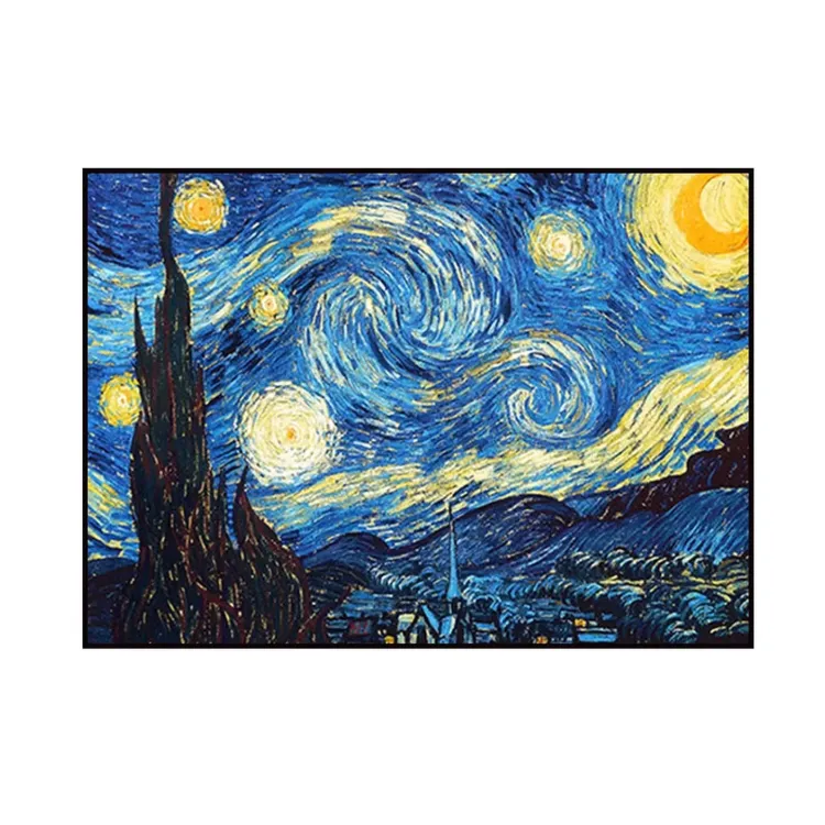 Hand-Painted Starry Night Wall Art