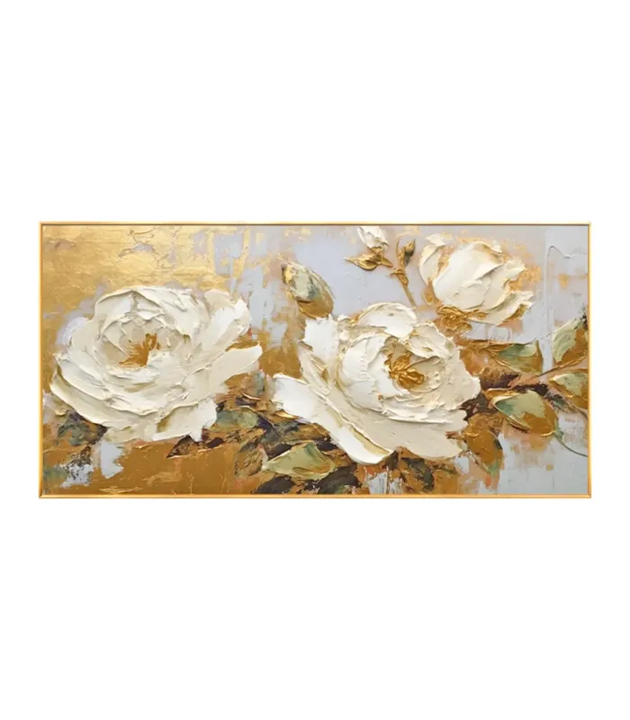 Hand-Painted Peony Canvas Wall Art