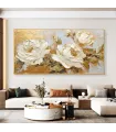 Hand-Painted Peony Canvas Wall Art