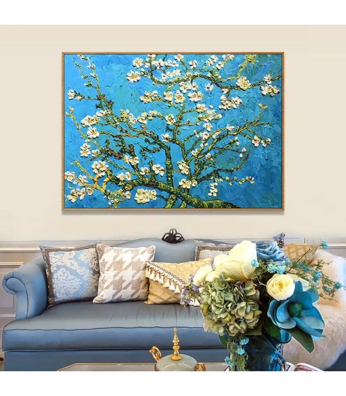 Hand-Painted Almond Blossom Wall Art