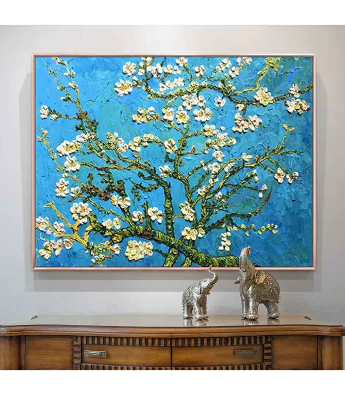 Hand-Painted Almond Blossom Wall Art