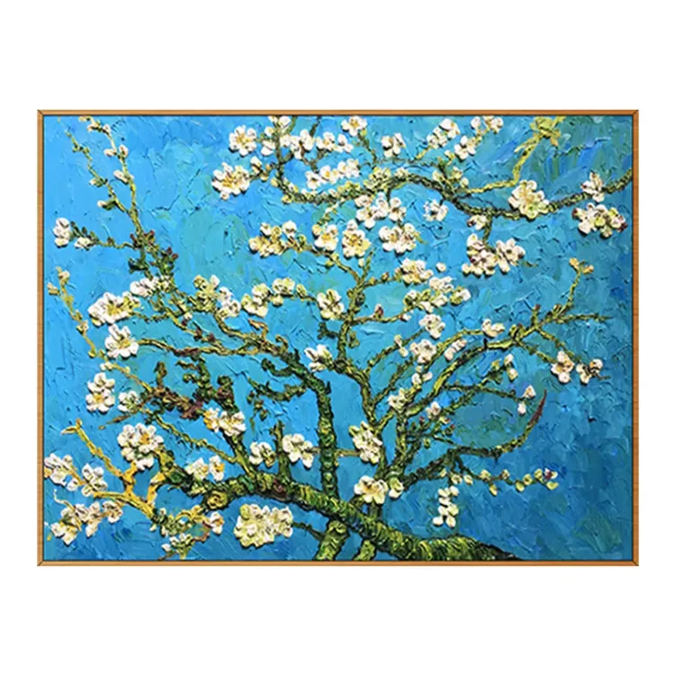 Hand-Painted Almond Blossom Wall Art