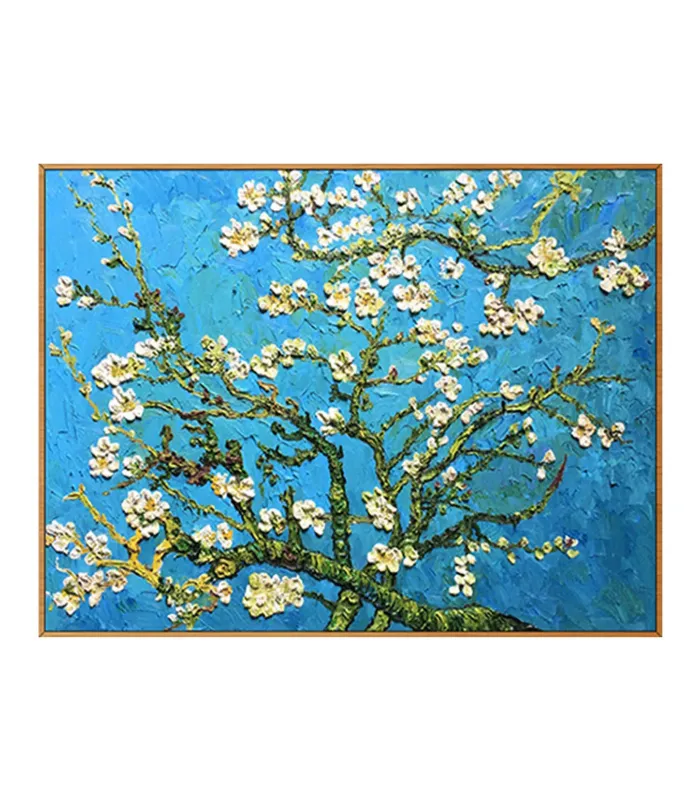 Hand-Painted Almond Blossom Wall Art