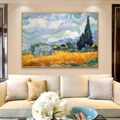 Hand-Painted Wheat Field Cypress Wall Art
