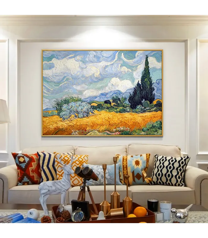 Hand-Painted Wheat Field Cypress Wall Art