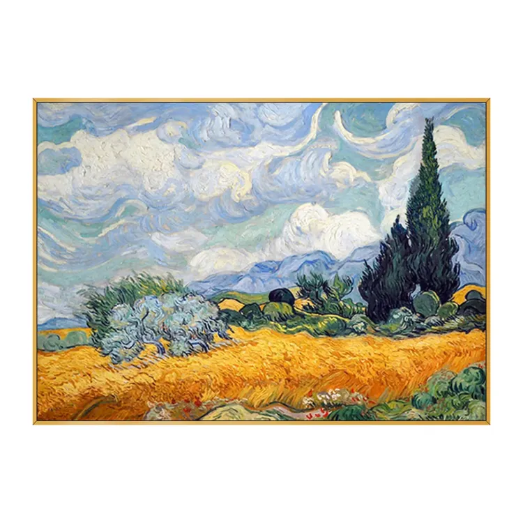 Hand-Painted Wheat Field Cypress Wall Art