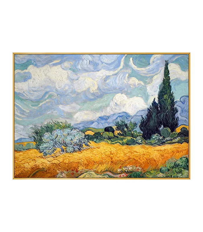 Hand-Painted Wheat Field Cypress Wall Art