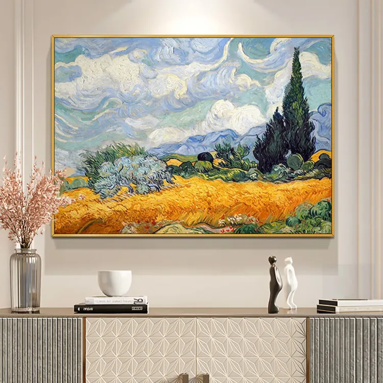 Hand-Painted Wheat Field Cypress Wall Art