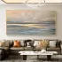 Golden Horizon Minimalist Seascape Canvas Painting