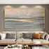 Golden Horizon Minimalist Seascape Canvas Painting