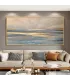 Golden Horizon Minimalist Seascape Canvas Painting