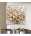 Golden Blossom Textured Canvas Wall Art