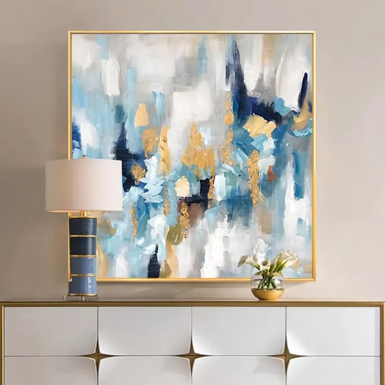 Modern Abstract Blue & Gold Wall Art