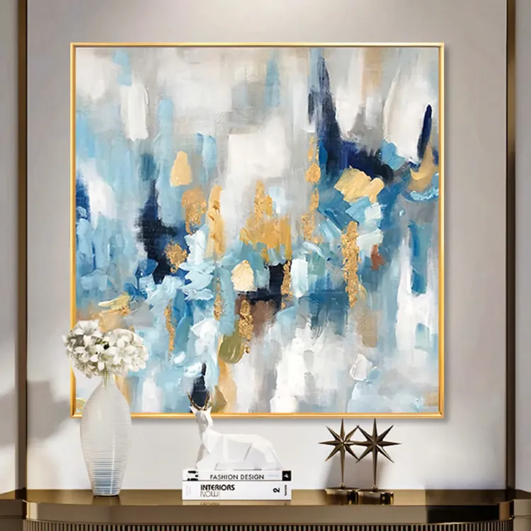 Modern Abstract Blue & Gold Wall Art