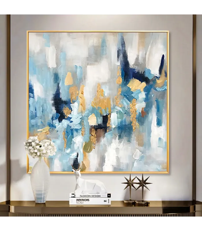 Modern Abstract Blue & Gold Wall Art