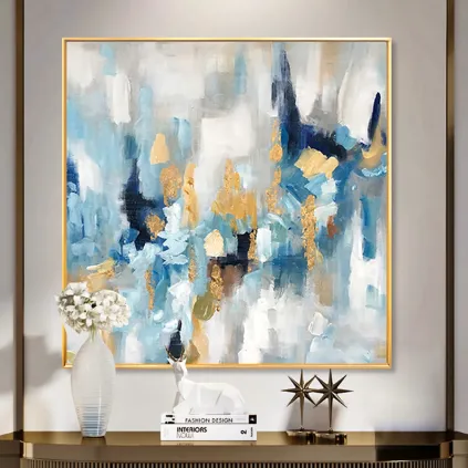 Modern Abstract Blue & Gold Wall Art