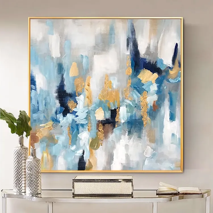 Modern Abstract Blue & Gold Wall Art