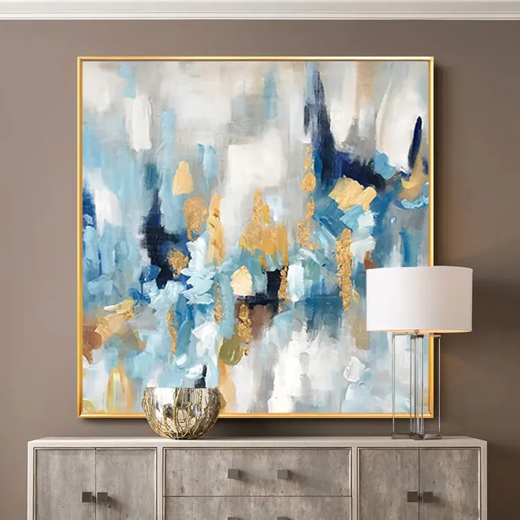 Modern Abstract Blue & Gold Wall Art
