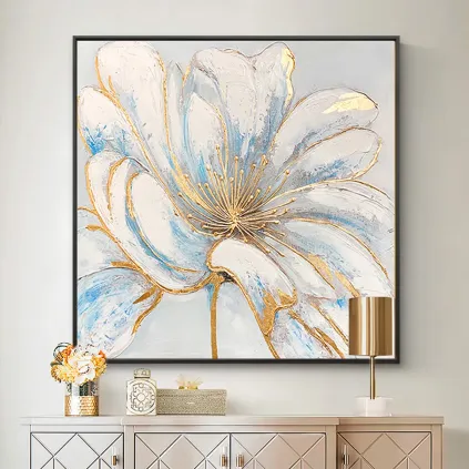 Hand-Painted Gold Foil Flower Wall Art