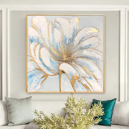 Hand-Painted Gold Foil Flower Wall Art