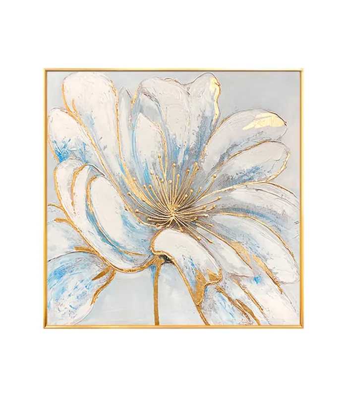 Hand-Painted Gold Foil Flower Wall Art
