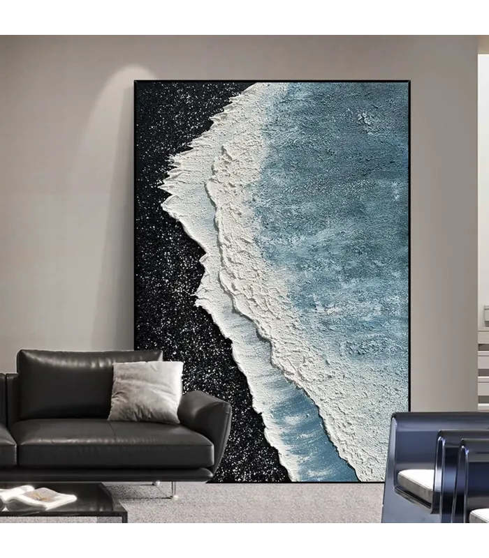 Wabi-Sabi Shoreline Textured Canvas Painting