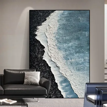 Wabi-Sabi Shoreline Textured Canvas Painting