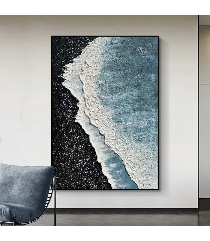 Wabi-Sabi Shoreline Textured Canvas Painting