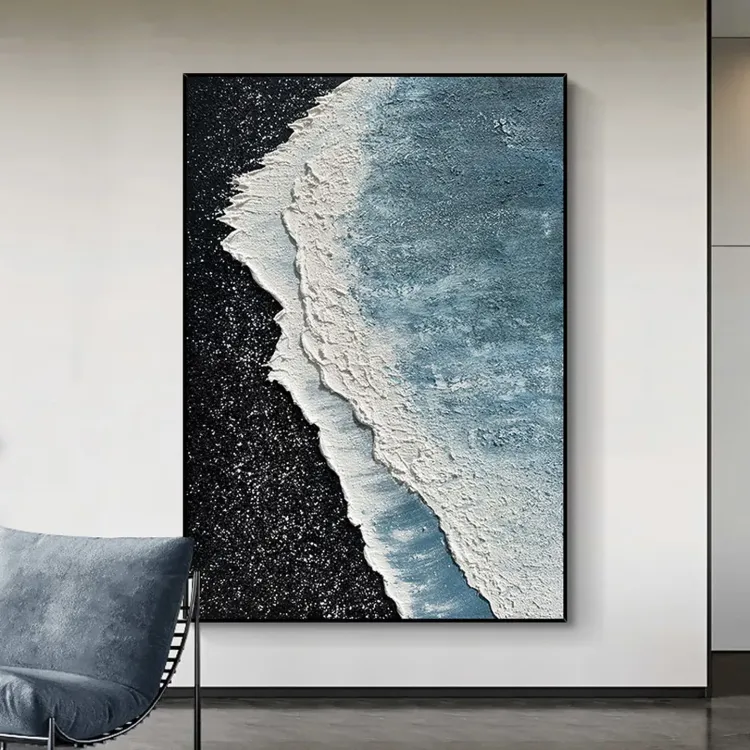 Wabi-Sabi Shoreline Textured Canvas Painting