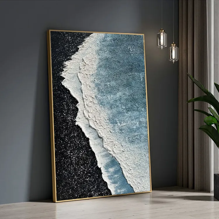 Wabi-Sabi Shoreline Textured Canvas Painting