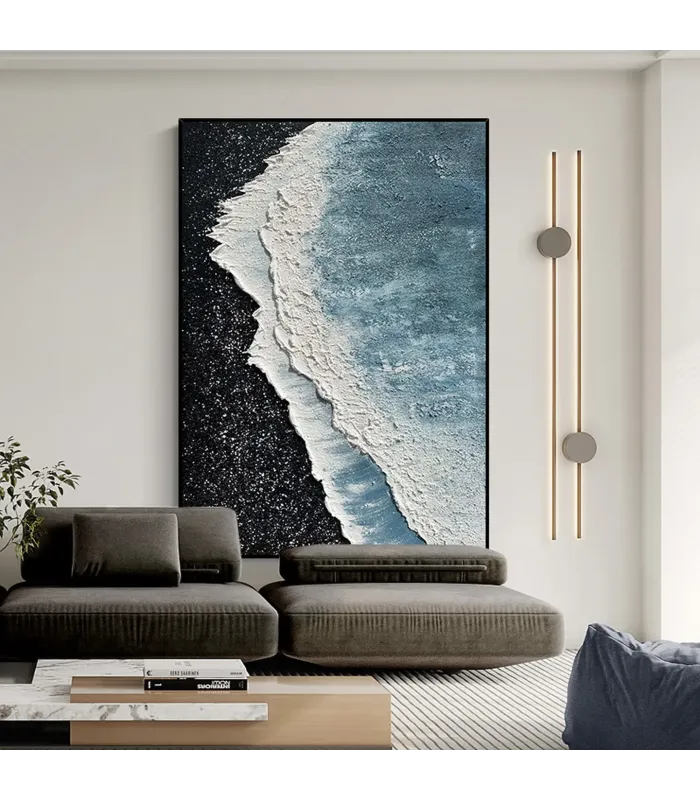 Wabi-Sabi Shoreline Textured Canvas Painting