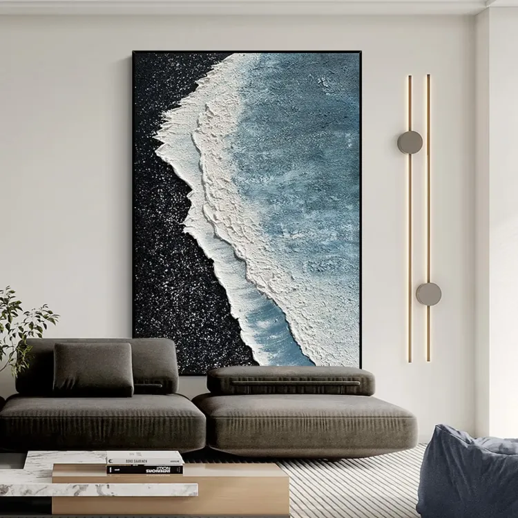 Wabi-Sabi Shoreline Textured Canvas Painting