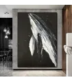 Abstract Black White Whale Painting