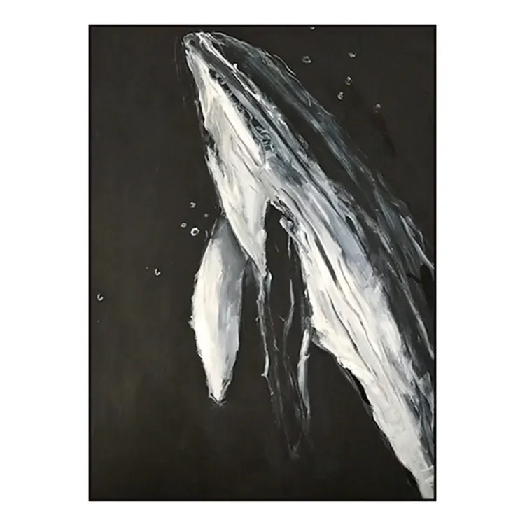 Abstract Black White Whale Painting