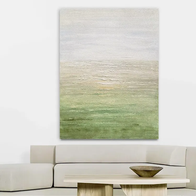 Neutral Horizon Textured Canvas Painting