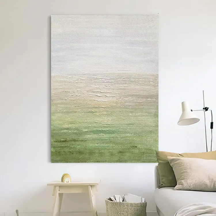 Neutral Horizon Textured Canvas Painting