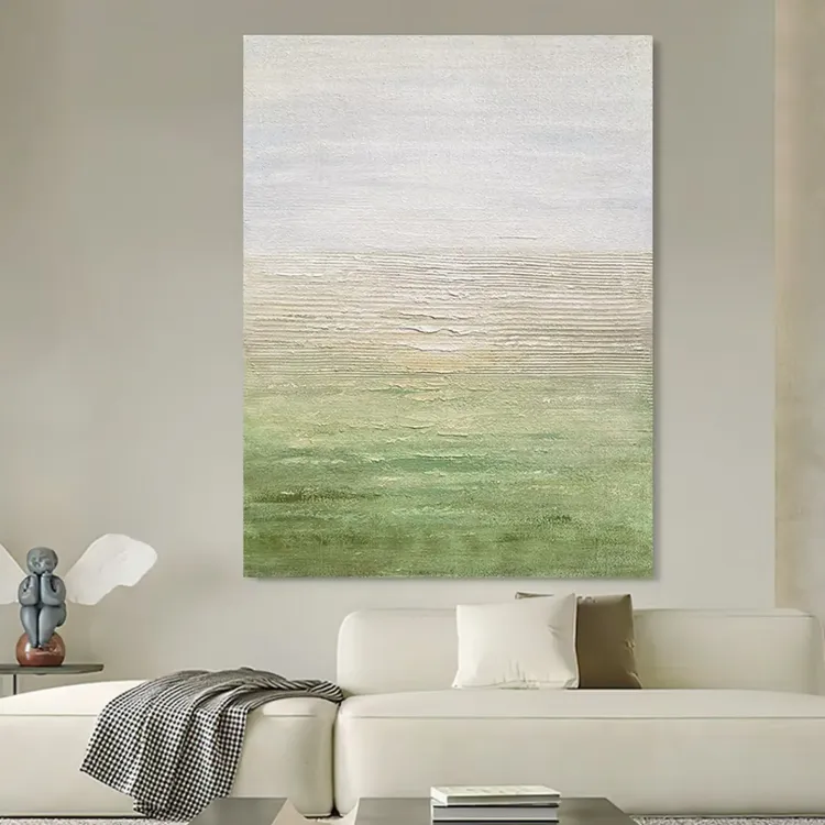 Neutral Horizon Textured Canvas Painting