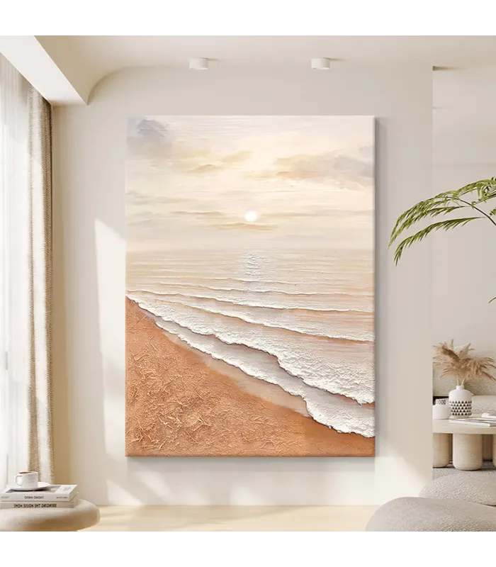 Abstract Sunrise Beach Textured Painting