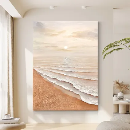 Abstract Sunrise Beach Textured Painting