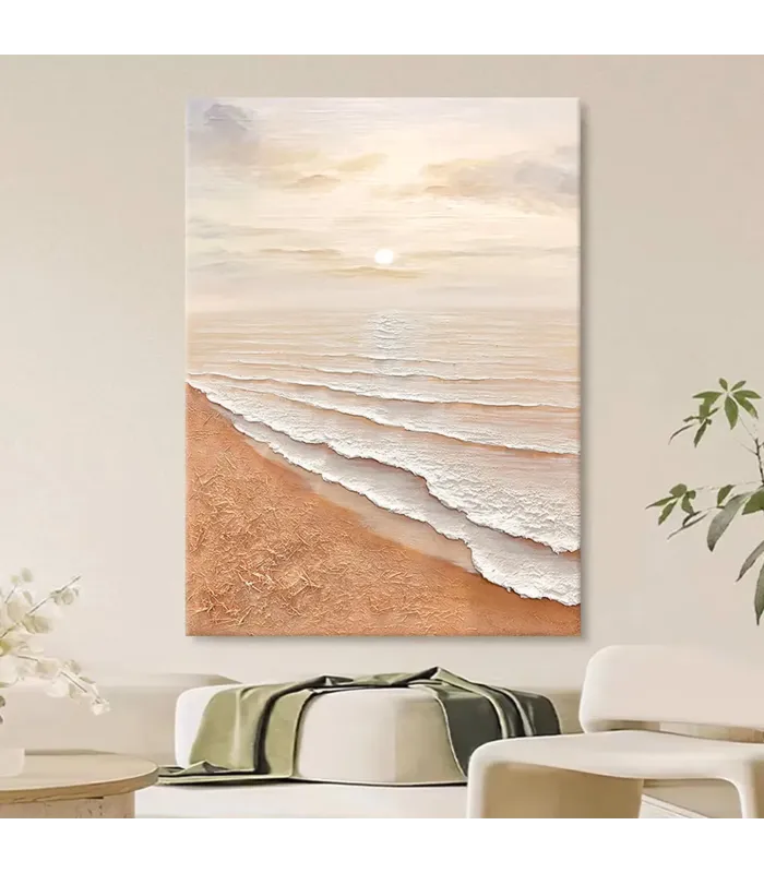 Abstract Sunrise Beach Textured Painting