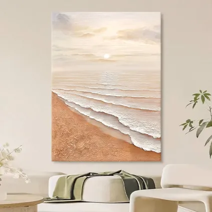 Abstract Sunrise Beach Textured Painting