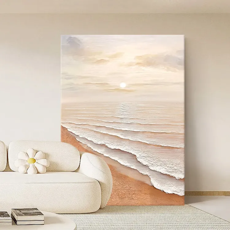 Abstract Sunrise Beach Textured Painting