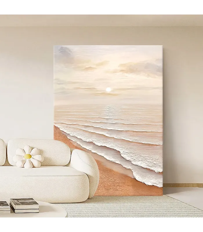 Abstract Sunrise Beach Textured Painting
