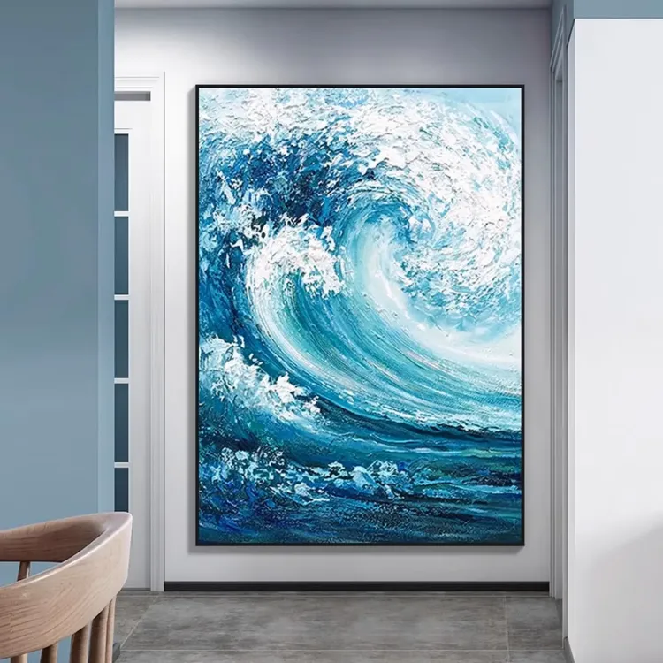 Large Wabi Sabi Ocean Canvas Painting