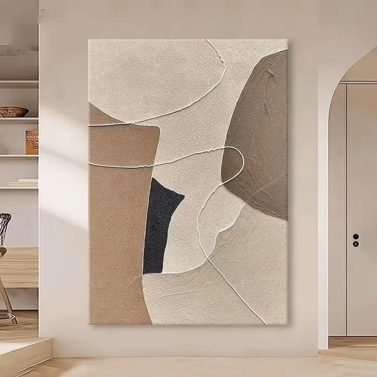 Neutral Geometric Canvas Painting Wall Art