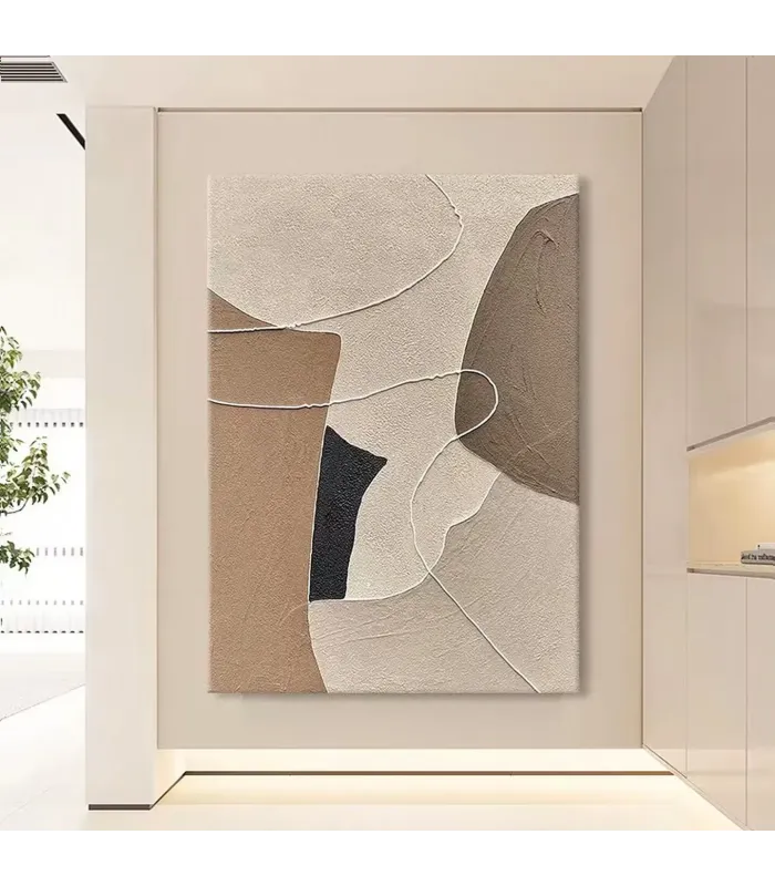 Neutral Geometric Canvas Painting Wall Art