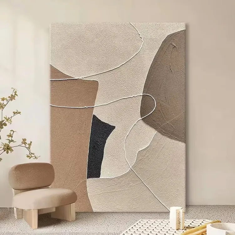 Neutral Geometric Canvas Painting Wall Art