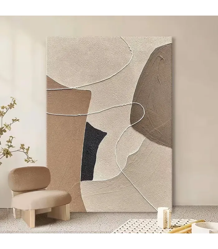 Neutral Geometric Canvas Painting Wall Art