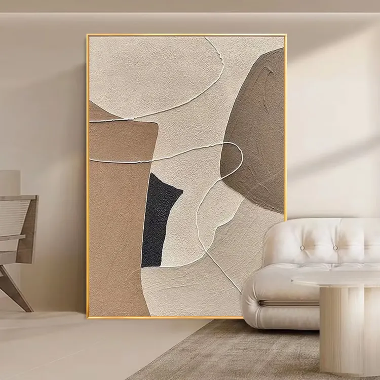 Neutral Geometric Canvas Painting Wall Art