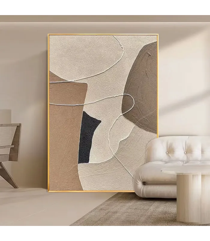 Neutral Geometric Canvas Painting Wall Art